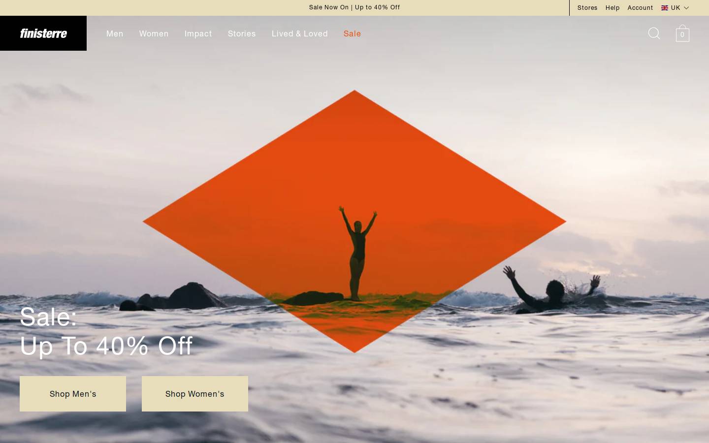 Finisterre homepage screenshot