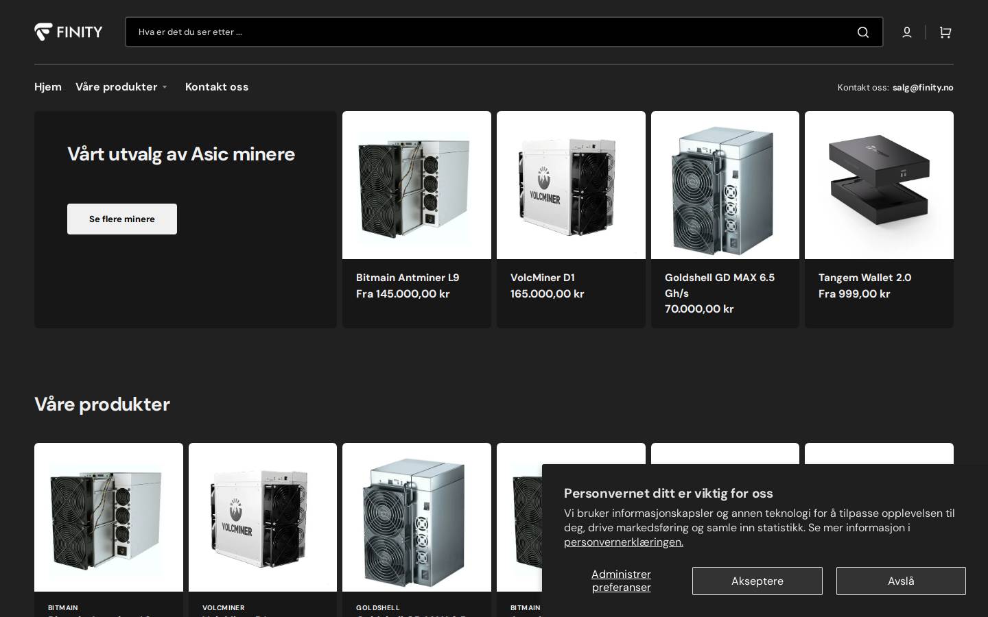 finity.no homepage screenshot