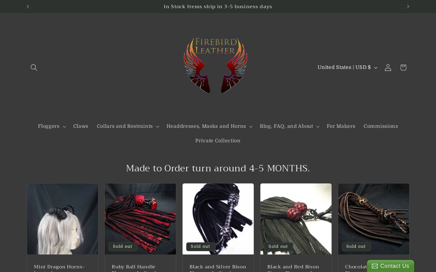 firebirdleather.com homepage screenshot
