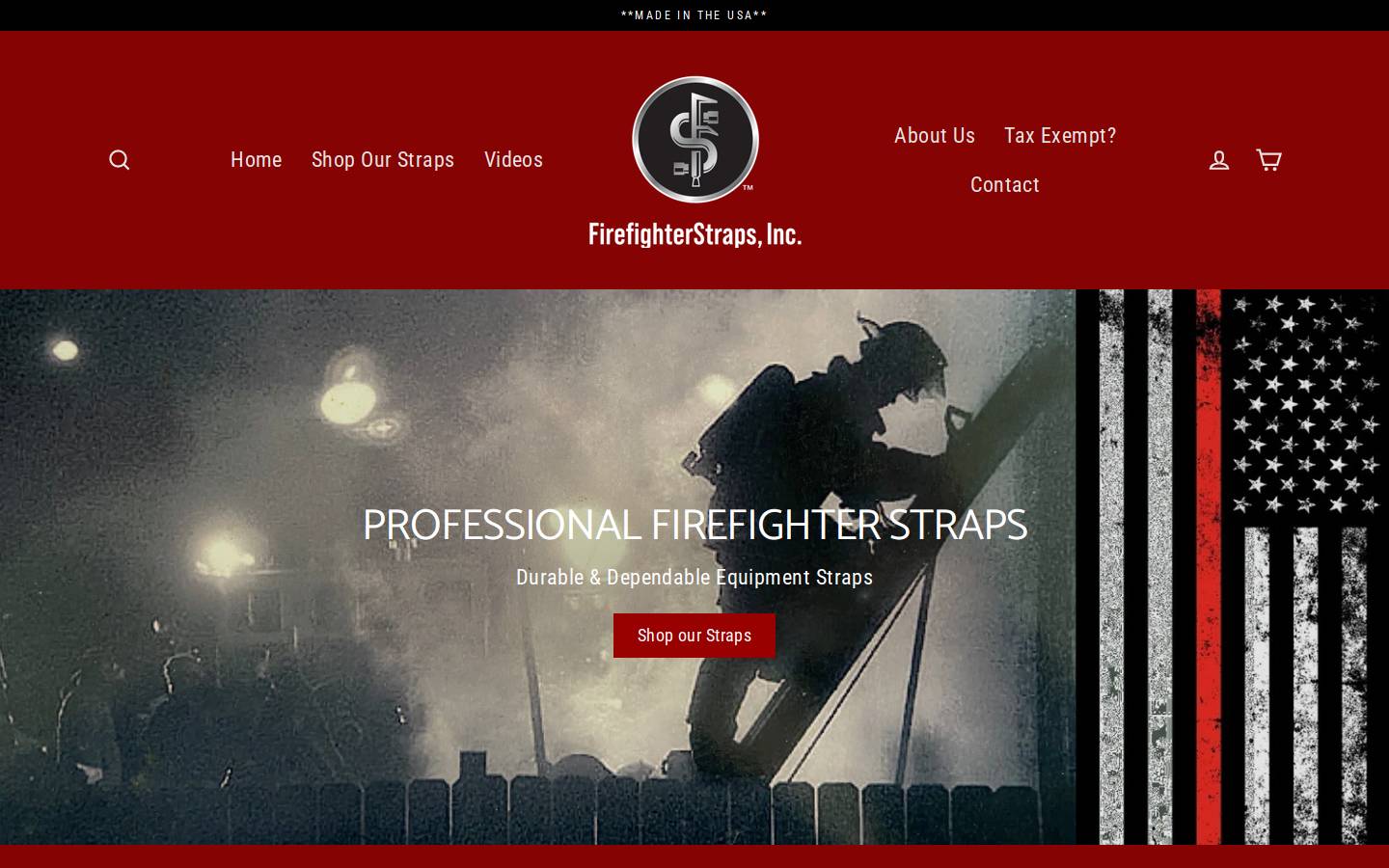 firefighterstraps.com homepage screenshot