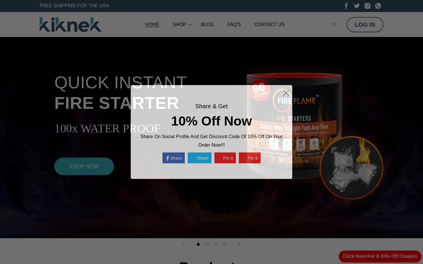 fireflamestarter.com homepage screenshot