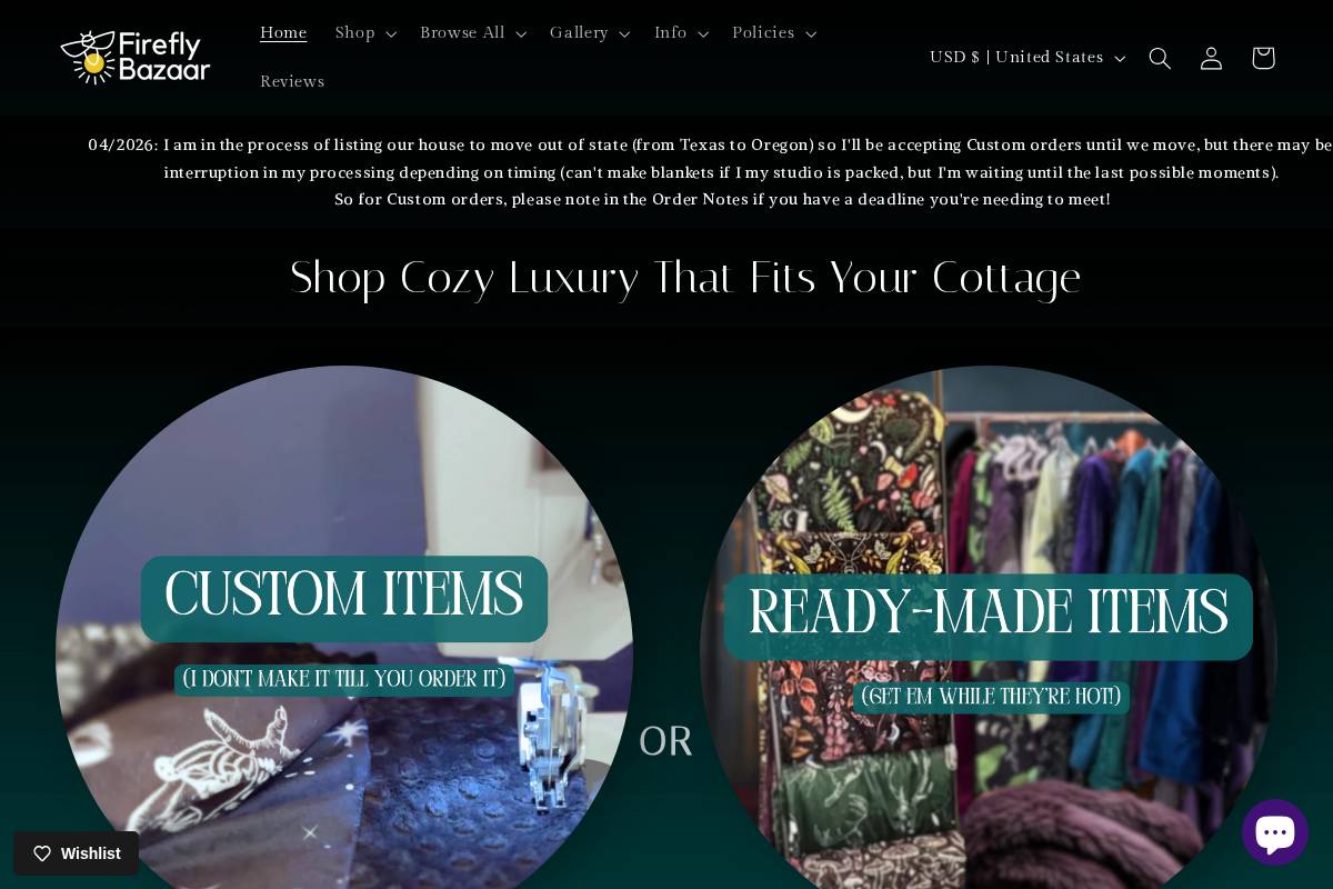 fireflybazaartx.com homepage screenshot