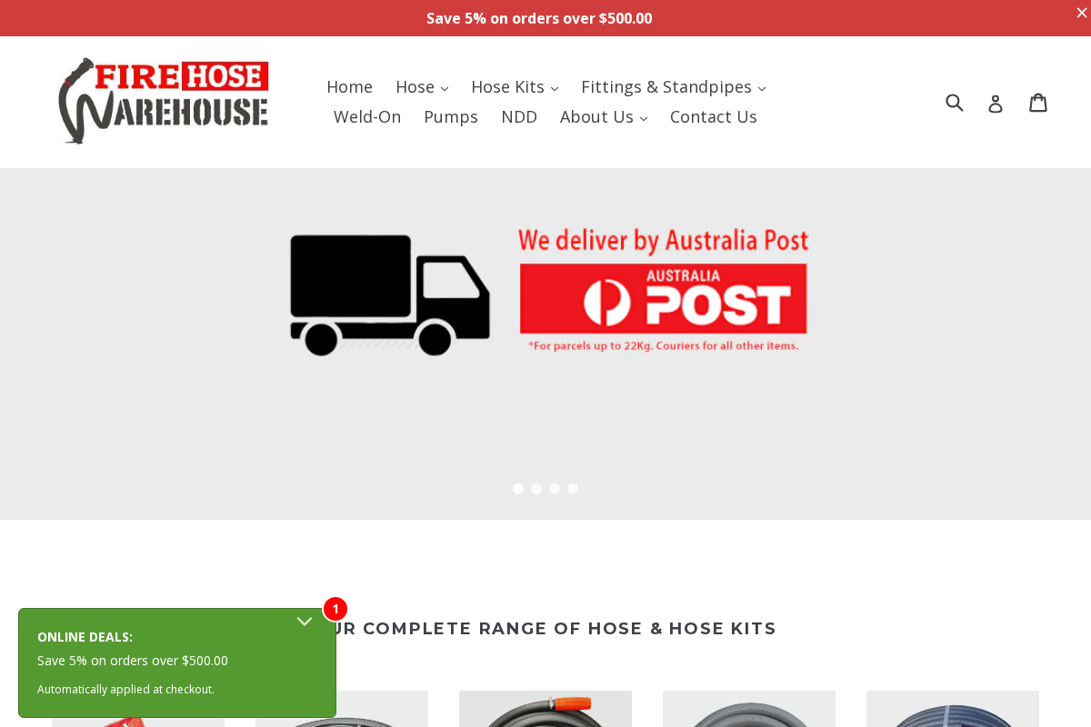 Fire Hose Warehouse homepage screenshot
