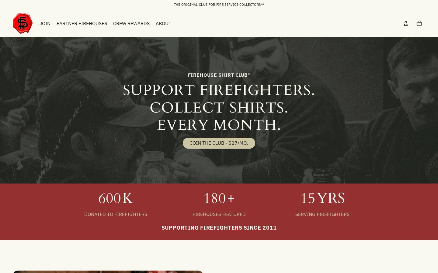 Firehouse Shirt Club homepage screenshot