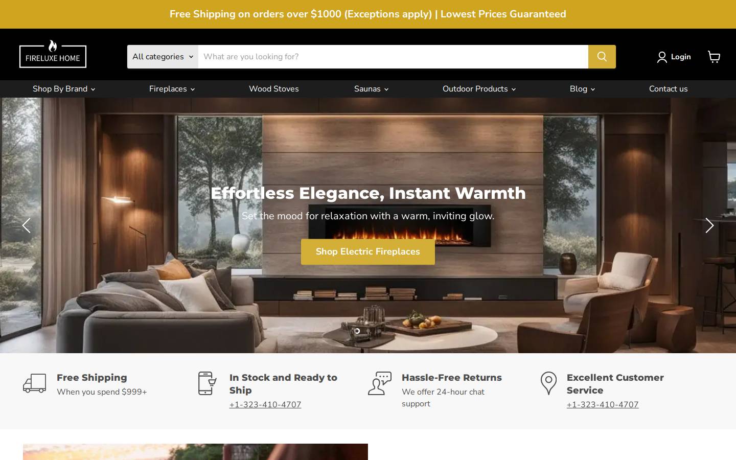 fireluxehome.com homepage screenshot