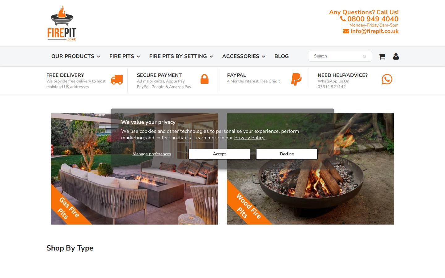 FirePit.co.uk homepage screenshot
