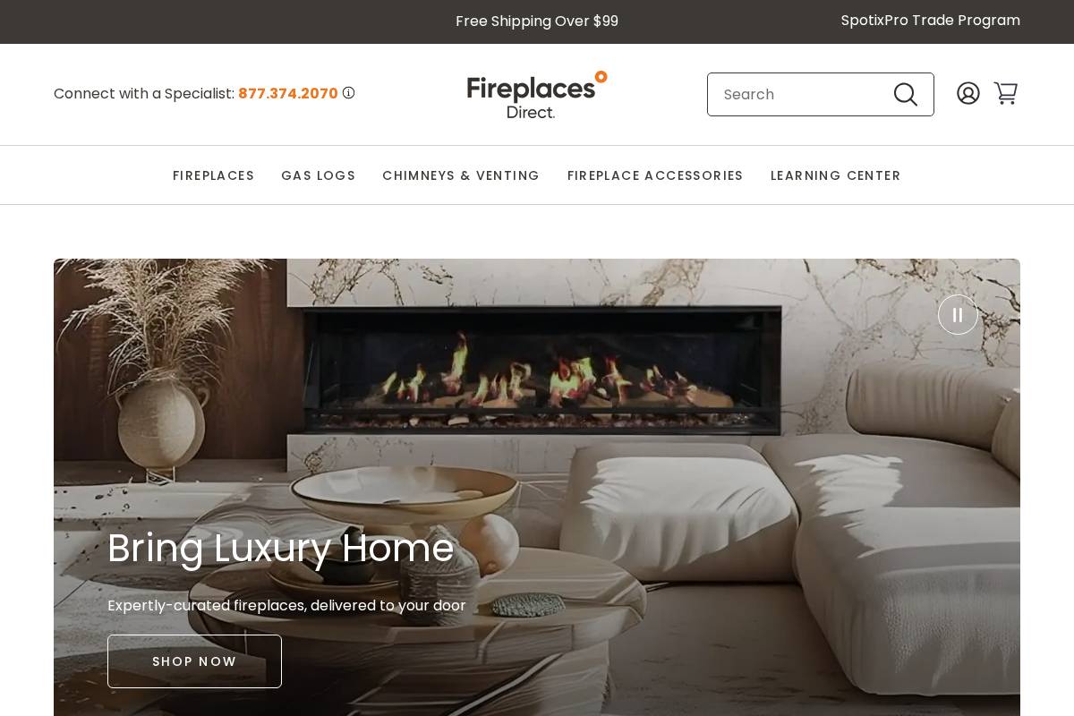 FireplacesDirect homepage screenshot