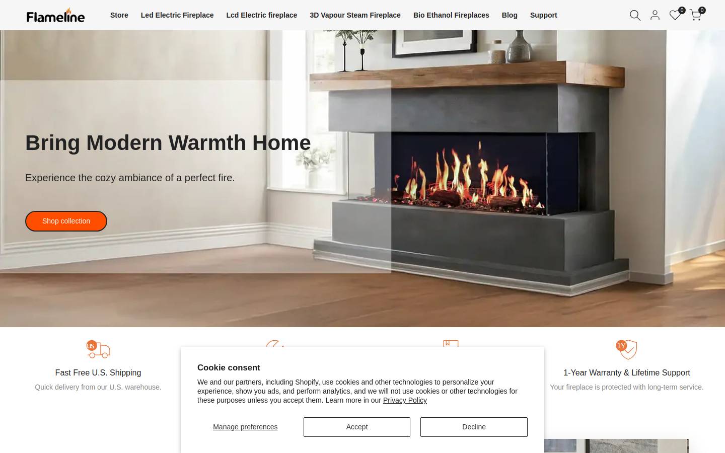 fireplacesus.com homepage screenshot