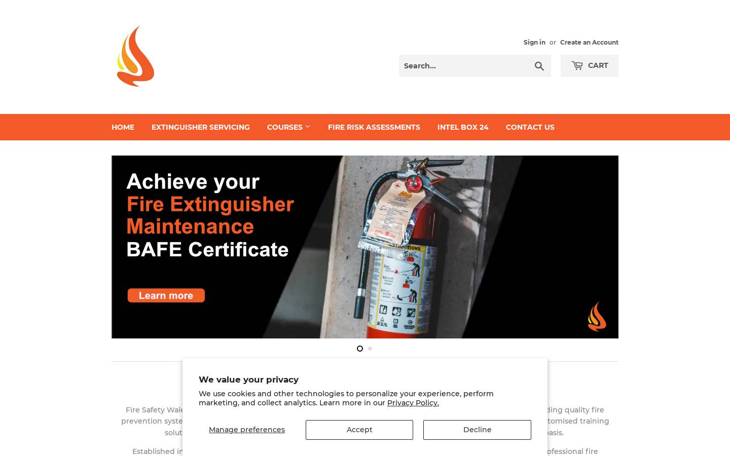 Firesafetywales homepage screenshot