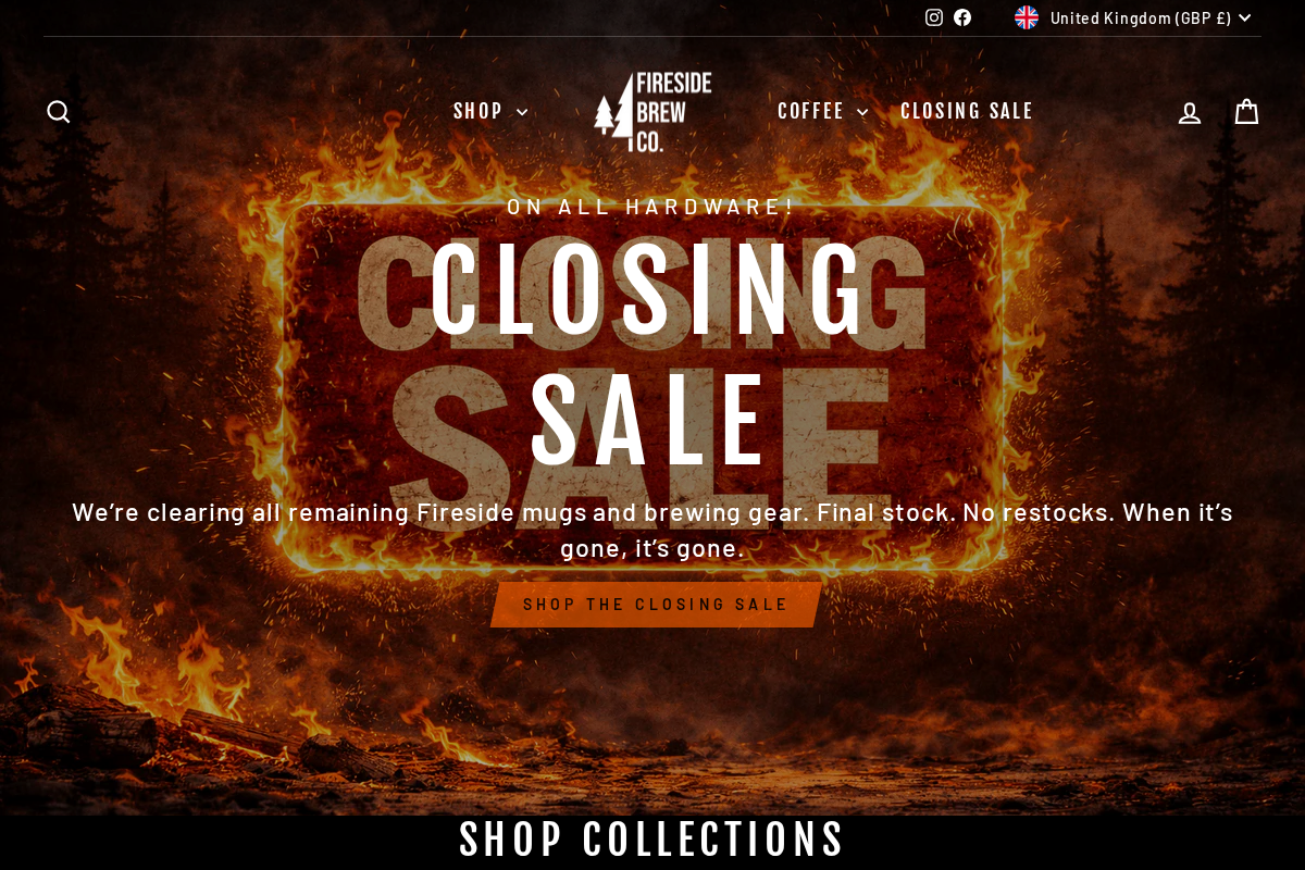 Fireside Brew Co homepage screenshot