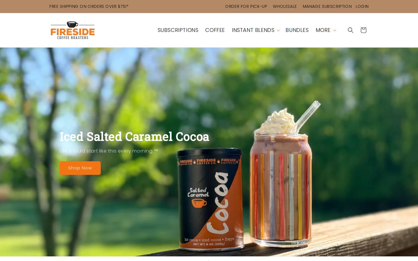 firesidecoffee.com homepage screenshot