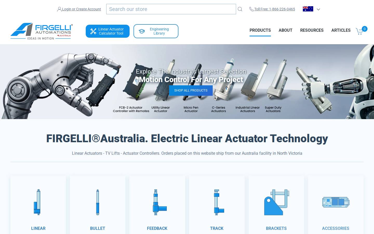 Firgelliauto homepage screenshot
