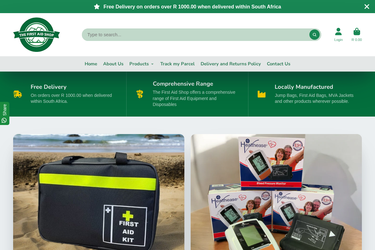 The First Aid Shop homepage screenshot