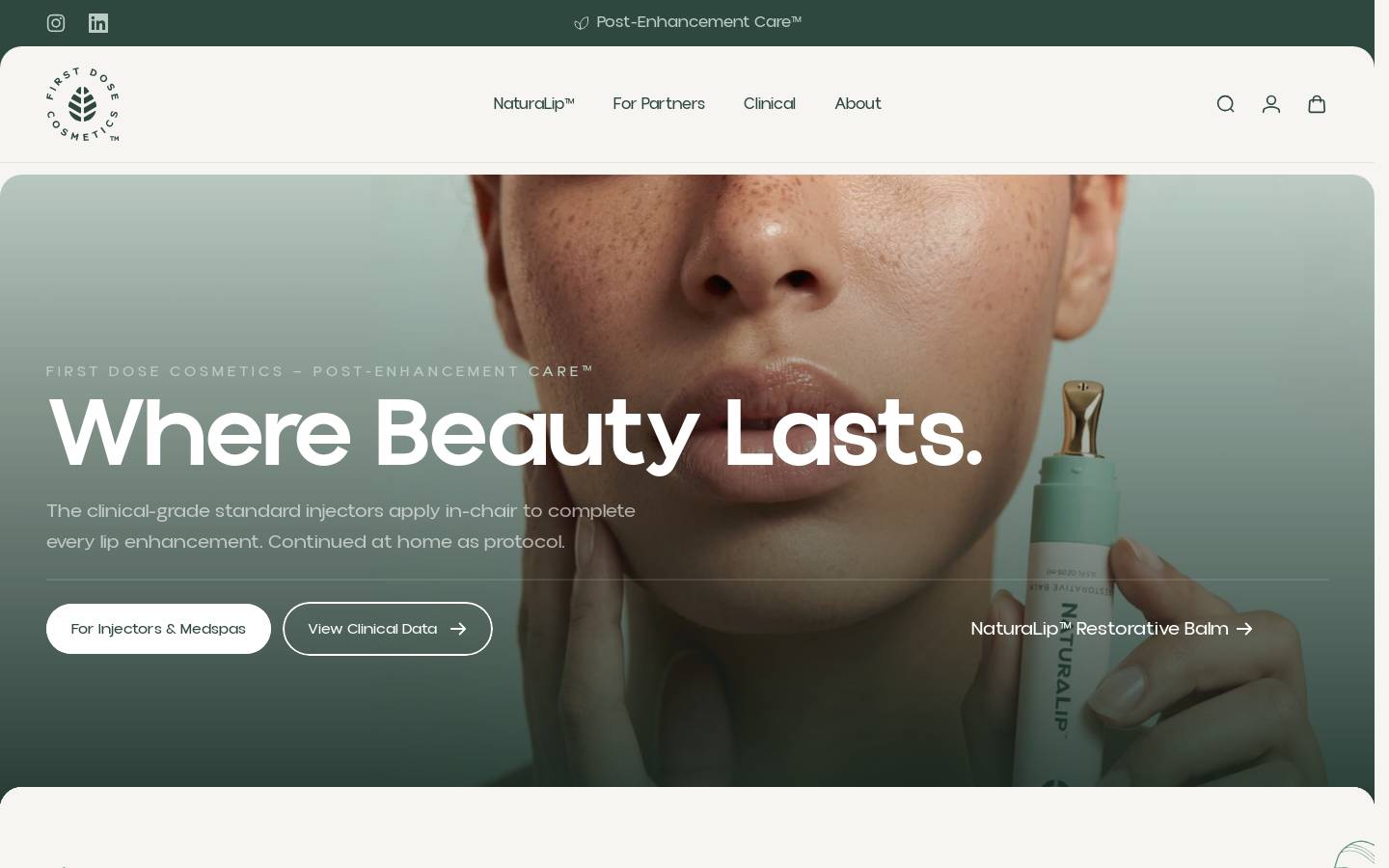 firstdosecosmetics.com homepage screenshot