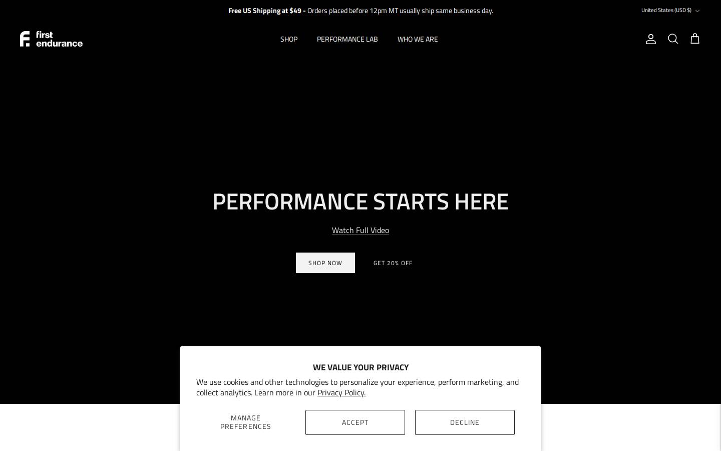 First Endurance homepage screenshot