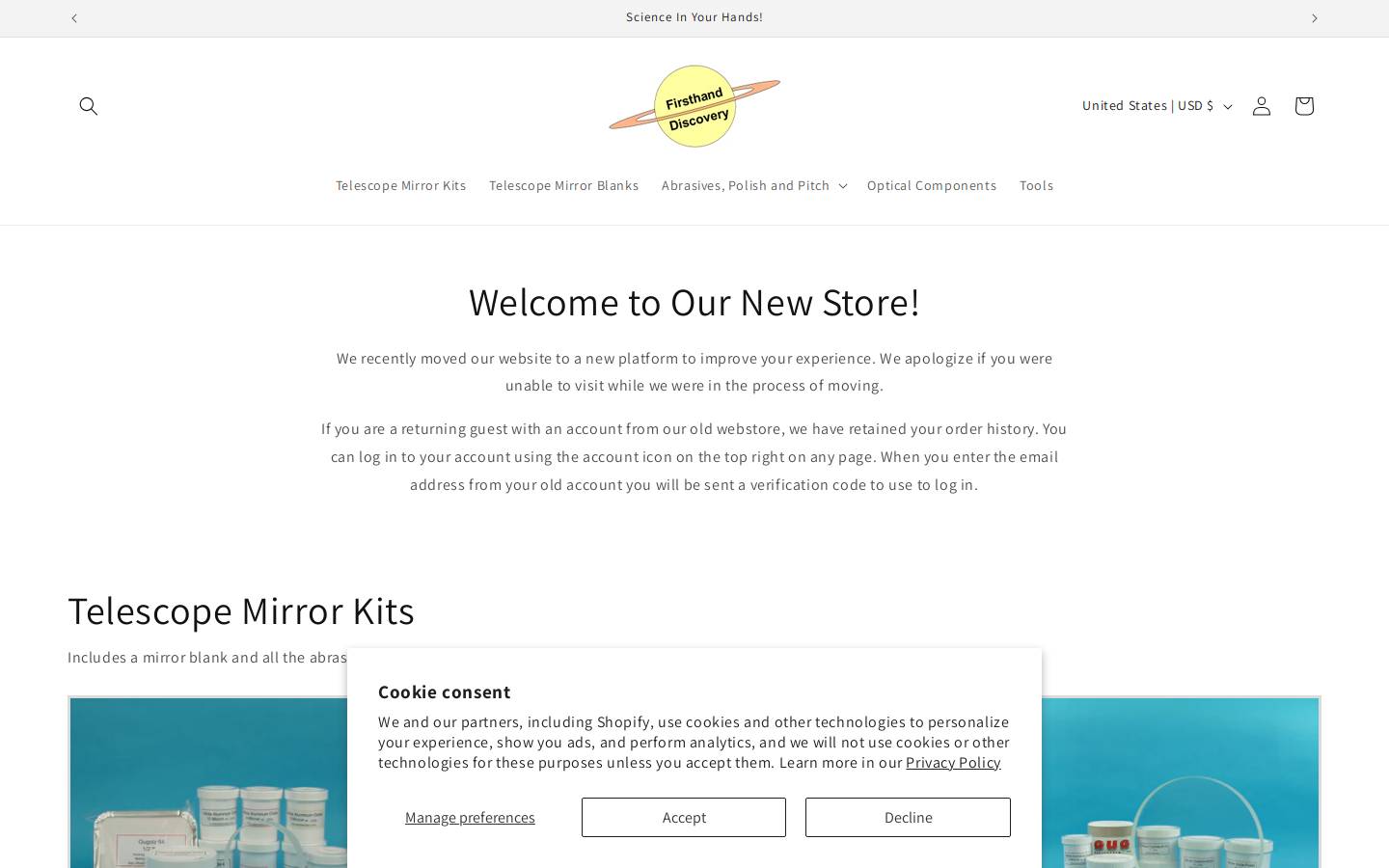 firsthanddiscovery.com homepage screenshot