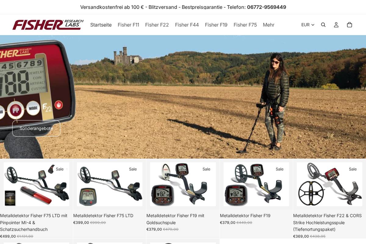 Fisher Shop homepage screenshot
