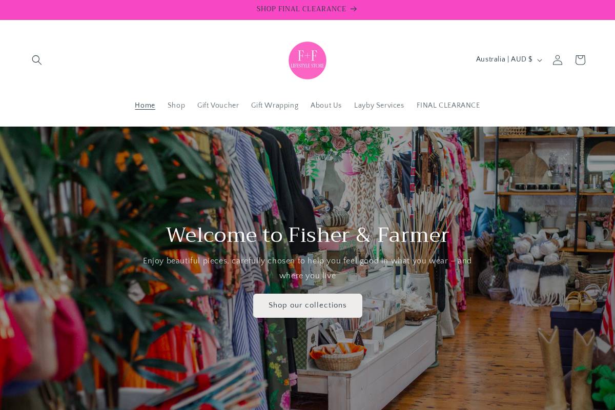 fisherandfarmer.com.au homepage screenshot