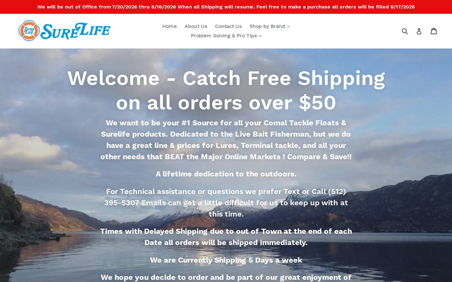 fishingproductsandmore.com homepage screenshot