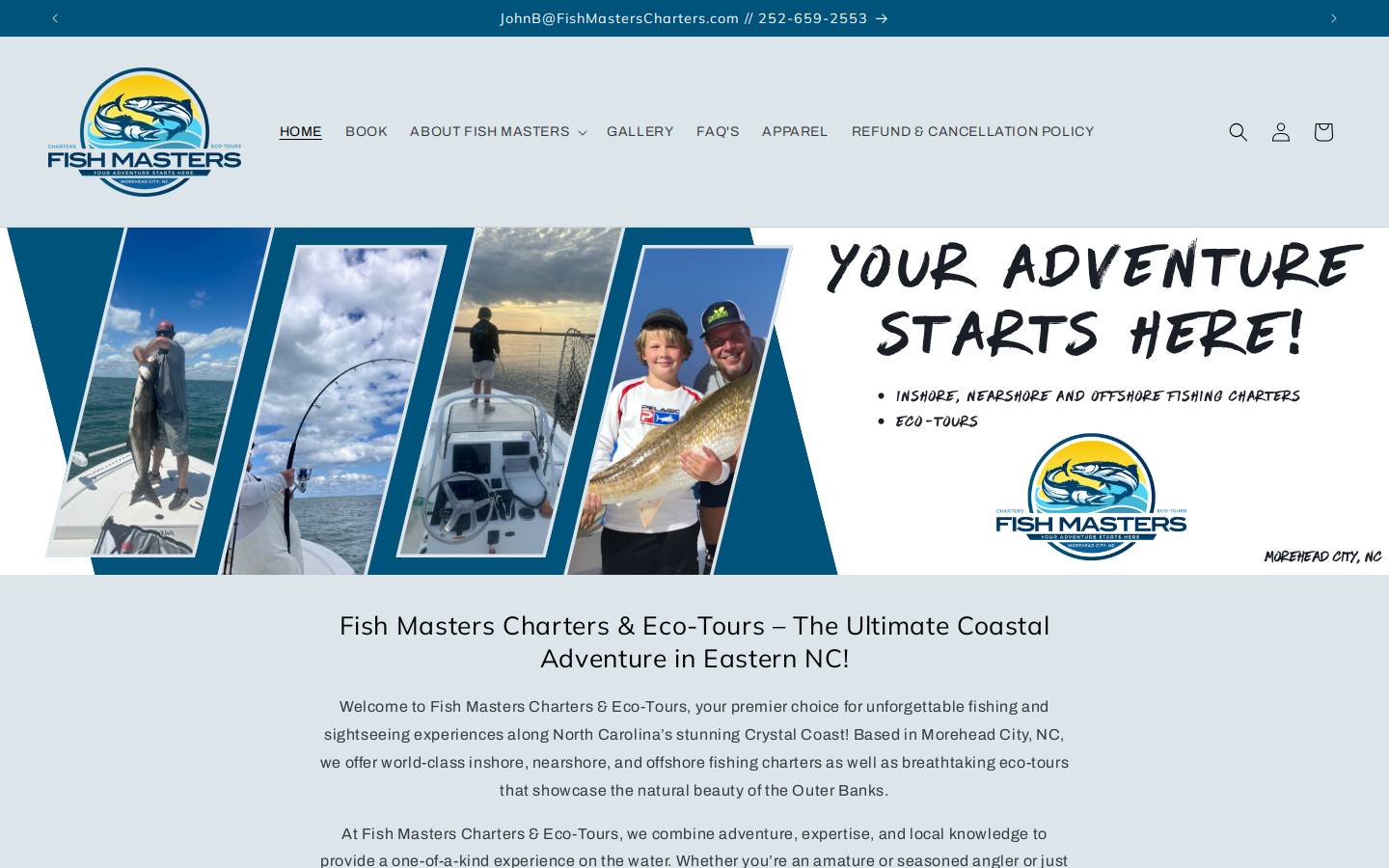 fishmasterscharters.com homepage screenshot