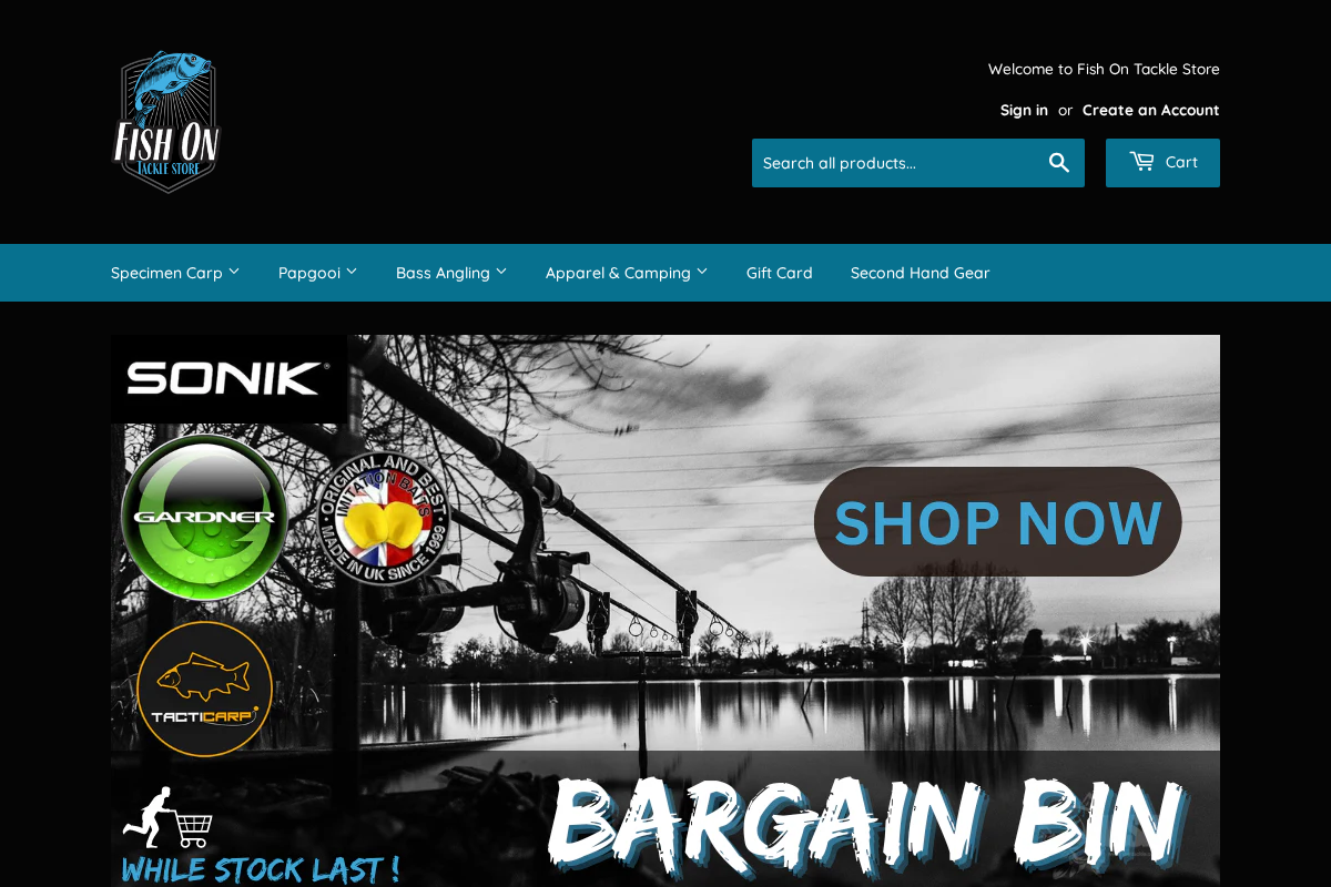 Fish On Tackle Store homepage screenshot