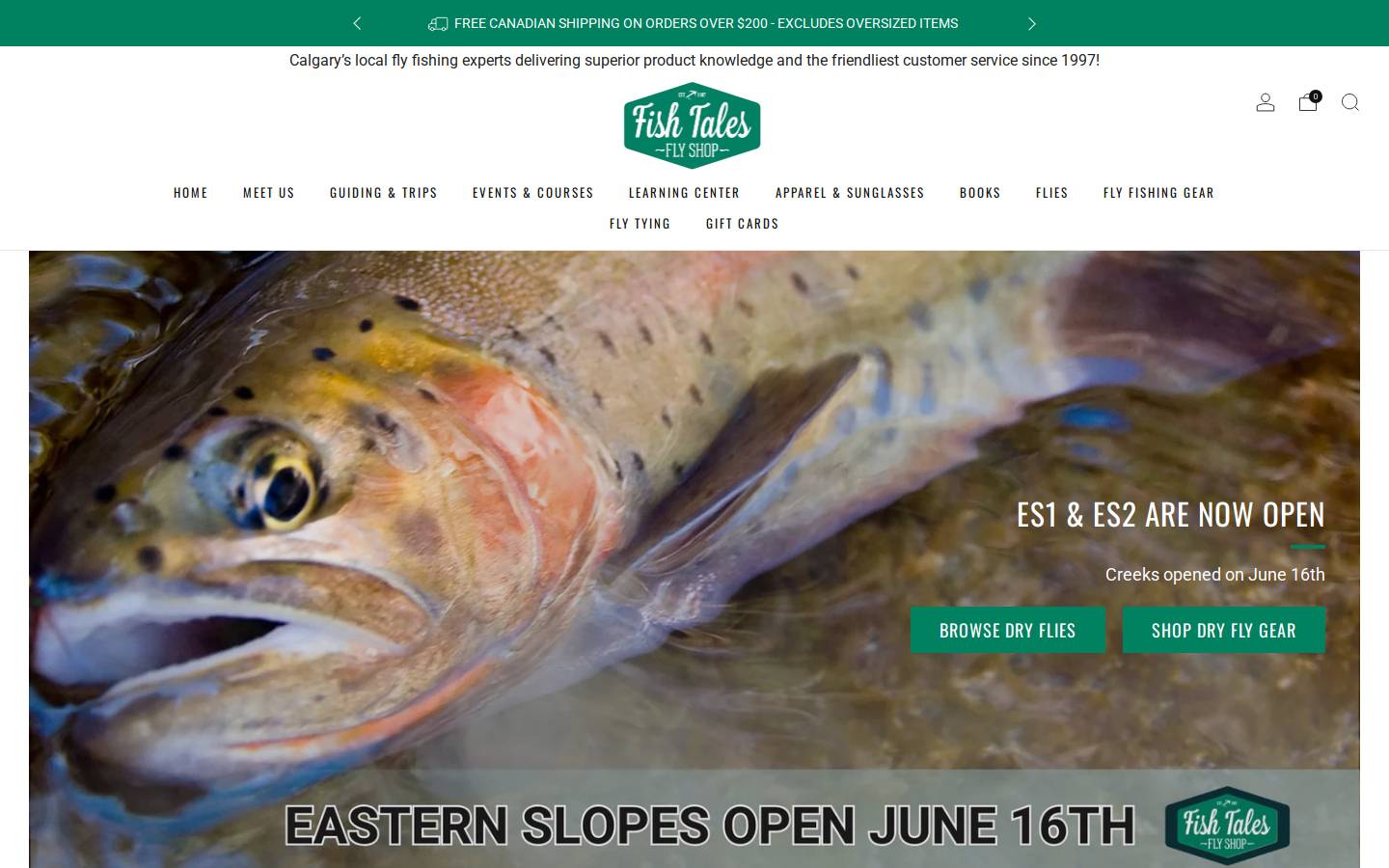 fishtalesflyshop.com homepage screenshot