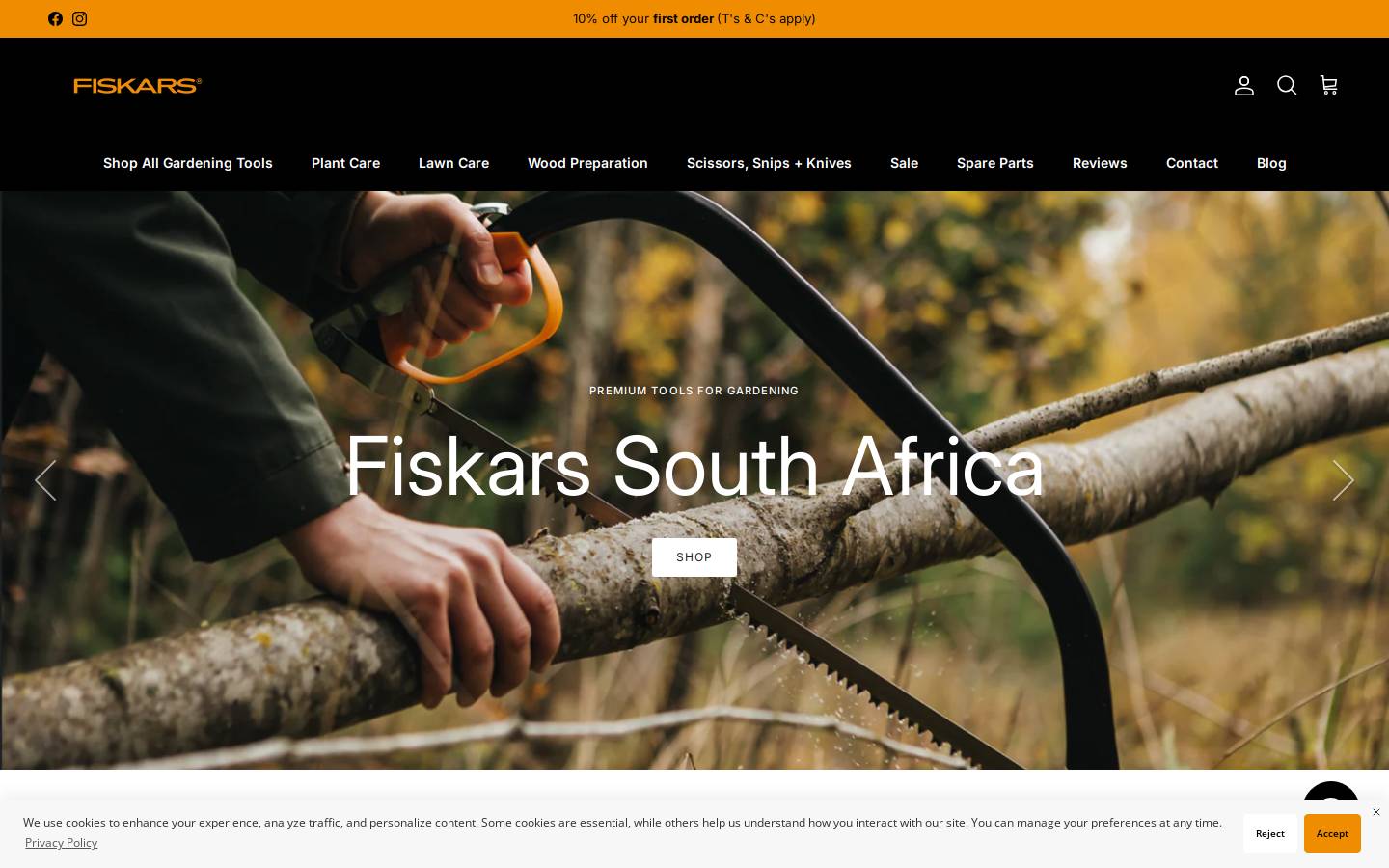fiskars.co.za homepage screenshot