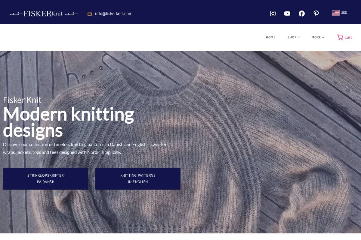fiskerknit.com homepage screenshot