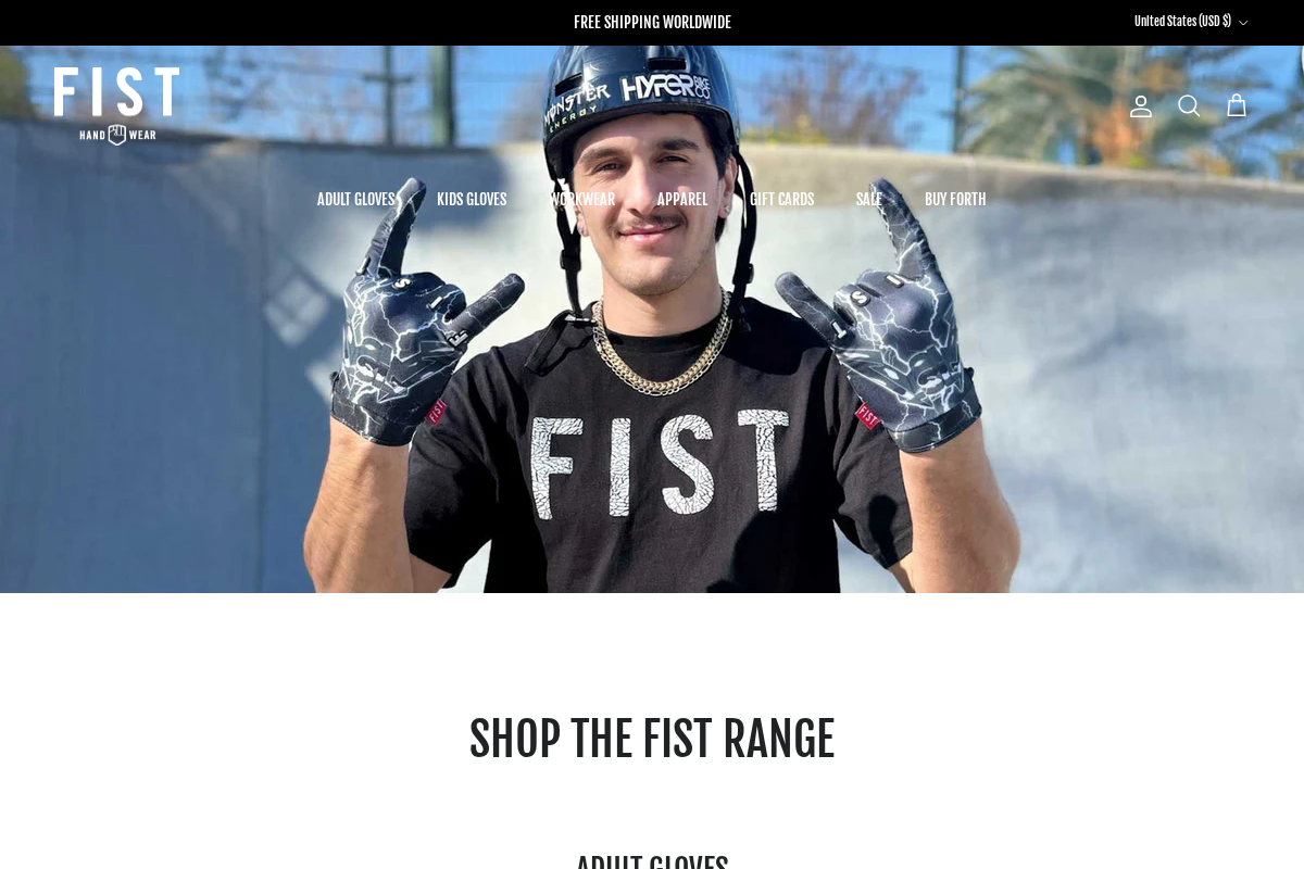 FIST Handwear Australia homepage screenshot