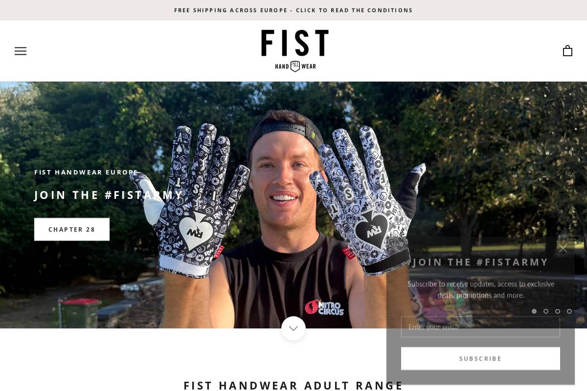 fisthandwear.eu homepage screenshot