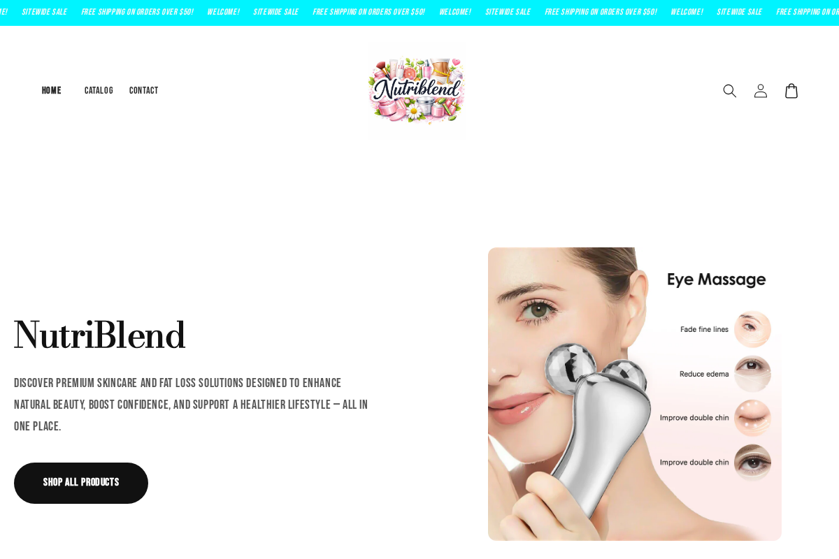 NutriBlend homepage screenshot