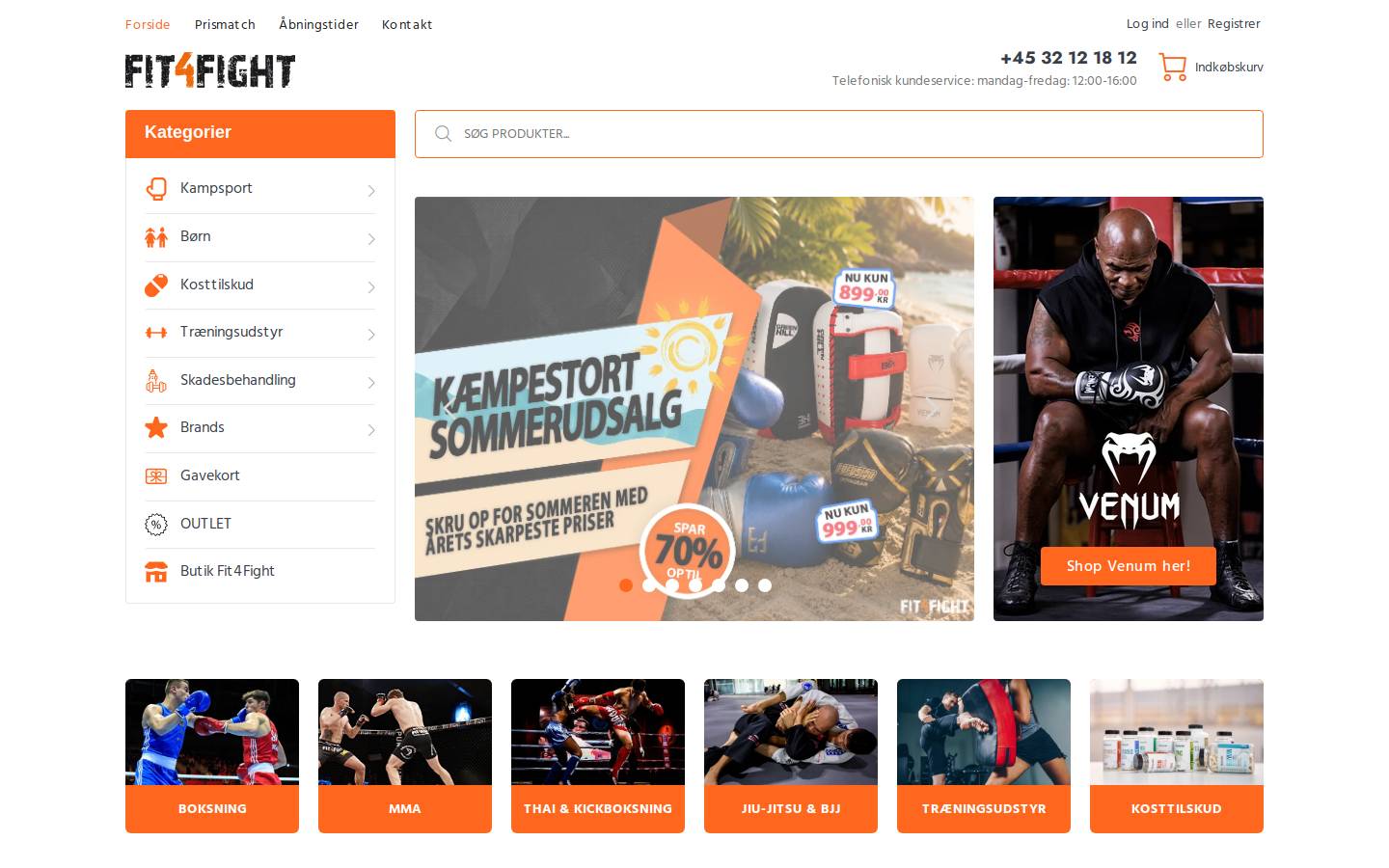 Fit4Fight.dk homepage screenshot