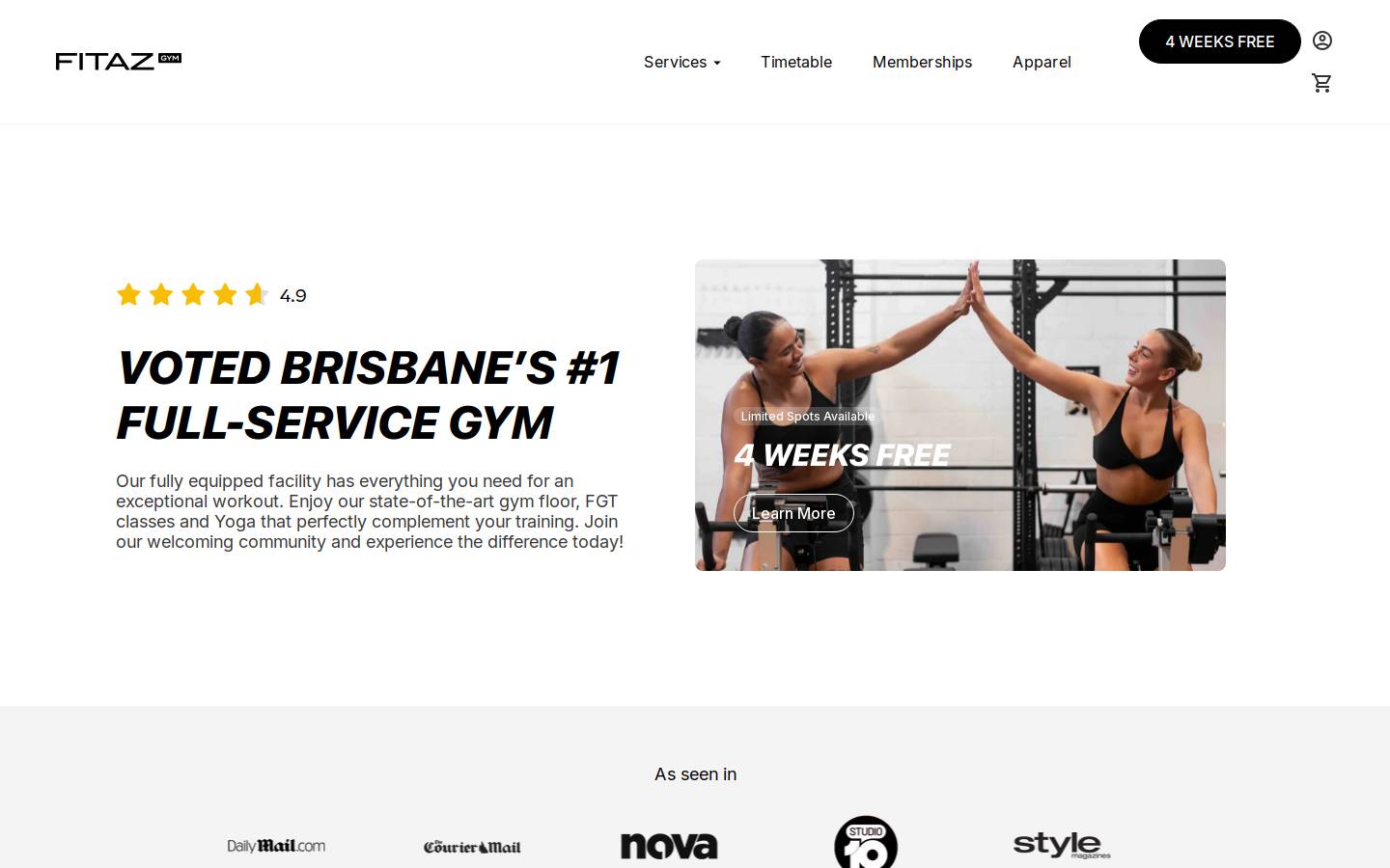 fitazgym.com homepage screenshot