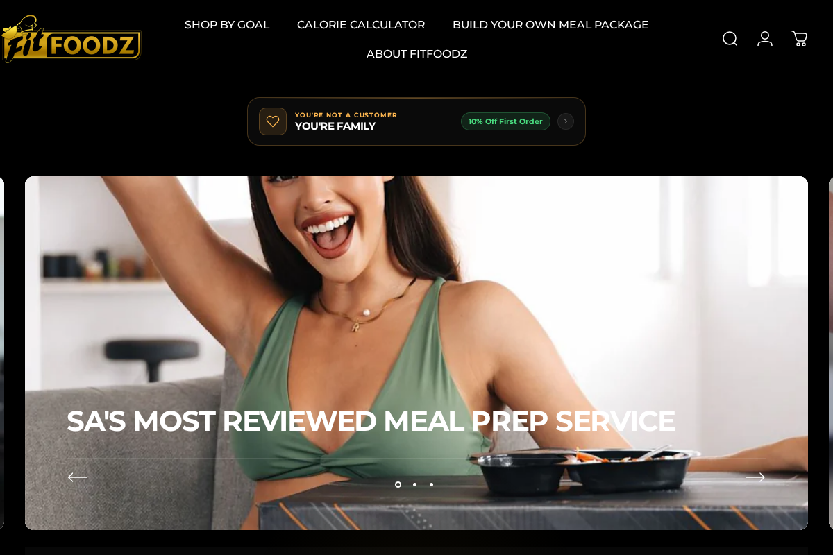 FitFoodz homepage screenshot