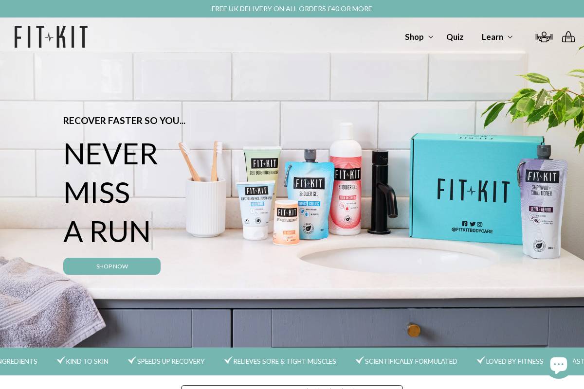 Fit Kit Bodycare homepage screenshot