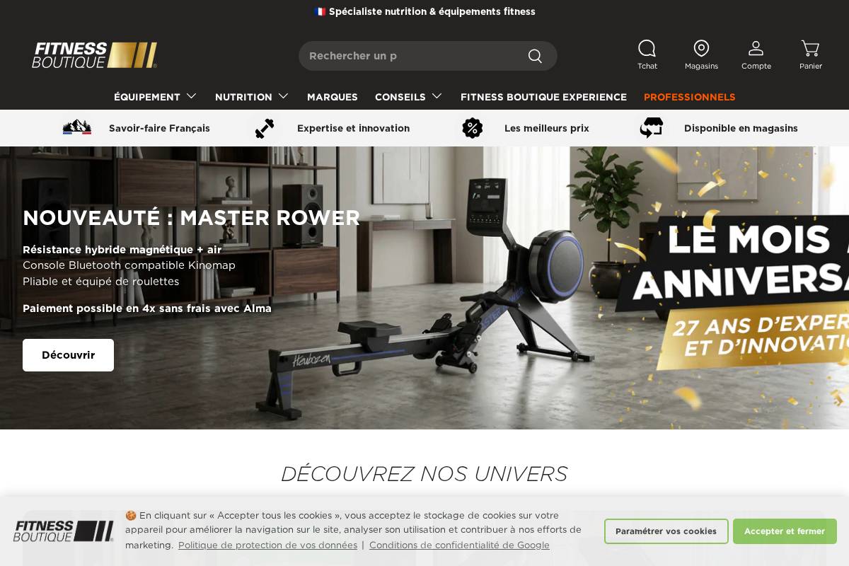 www.fitnessboutique.fr homepage screenshot