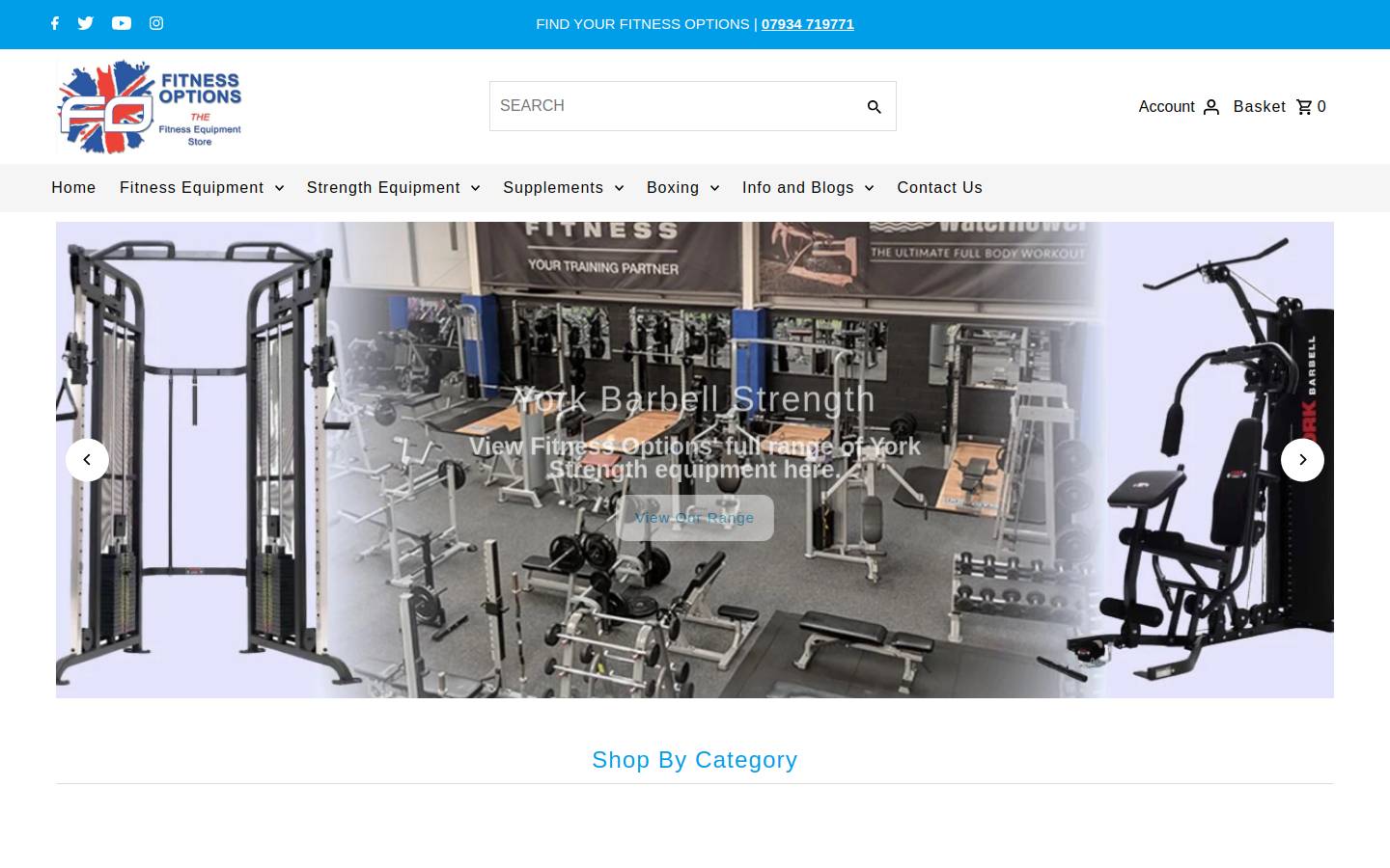 Fitness Options homepage screenshot