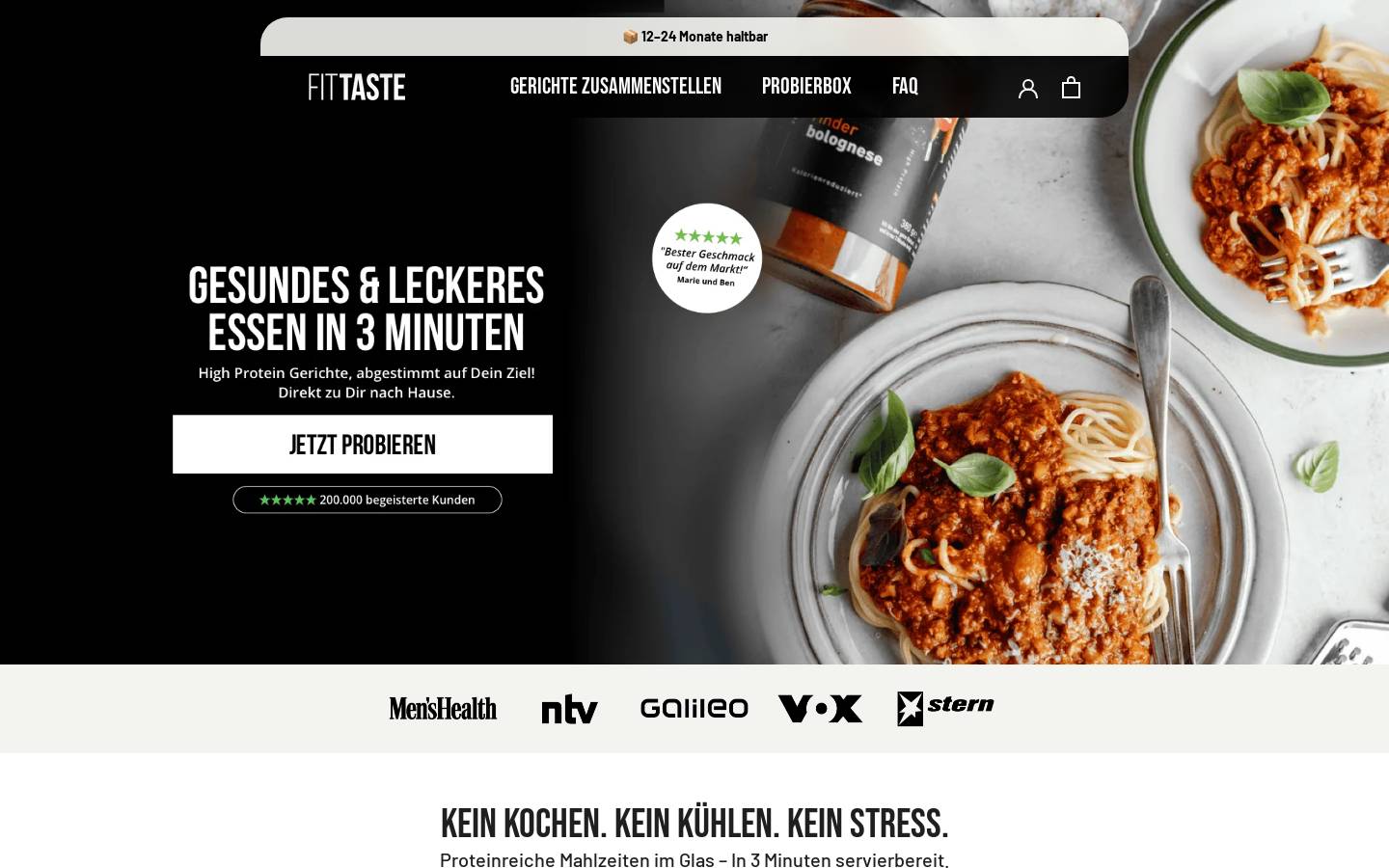 FITTASTE homepage screenshot
