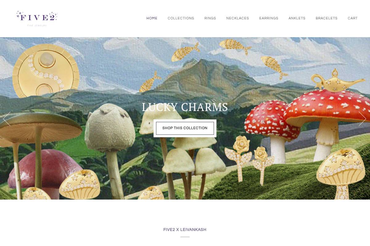 five2jewelry.com homepage screenshot