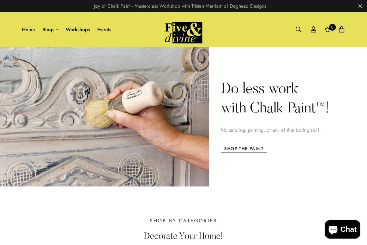 fiveanddivine.com homepage screenshot