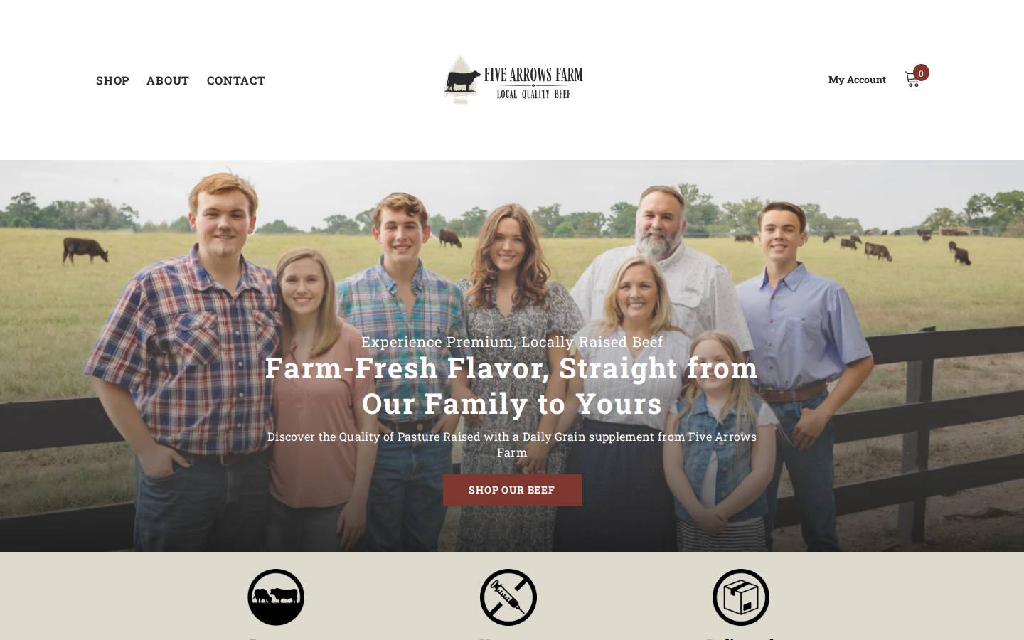 fivearrowsbeef.com homepage screenshot