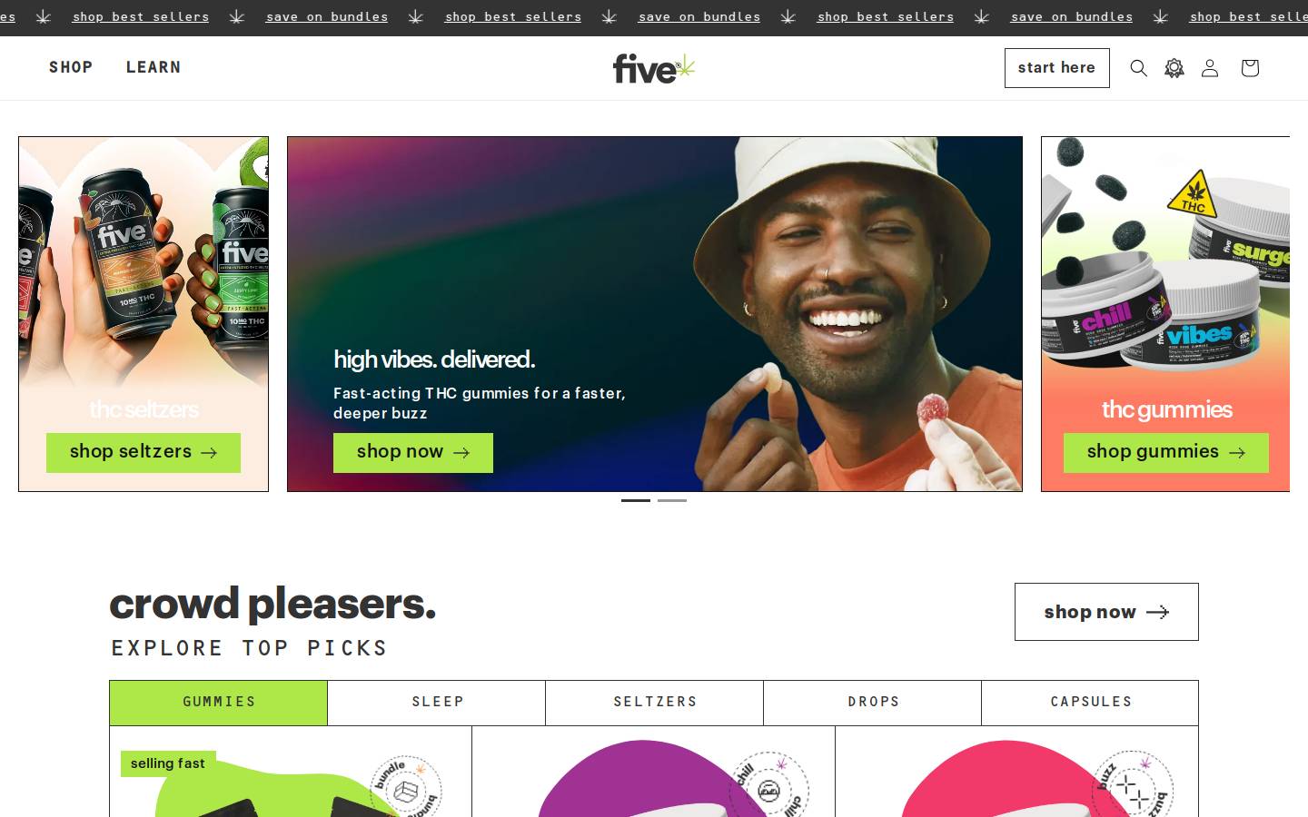 five THC homepage screenshot