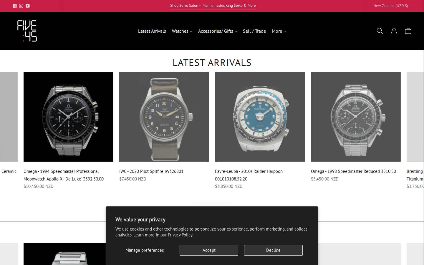 fivefortyfive.nz homepage screenshot