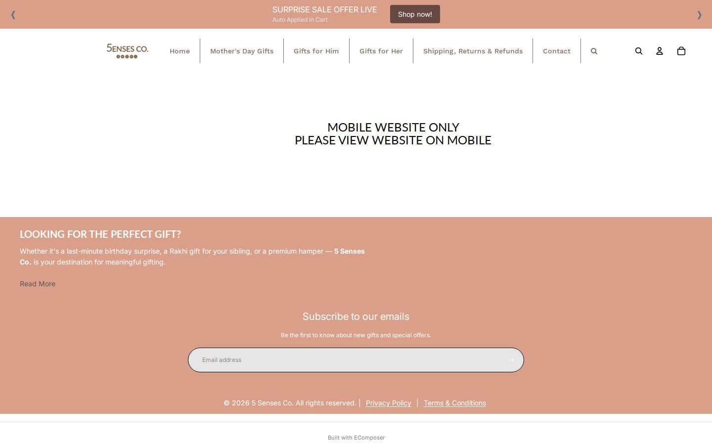 fivesensesco.com homepage screenshot