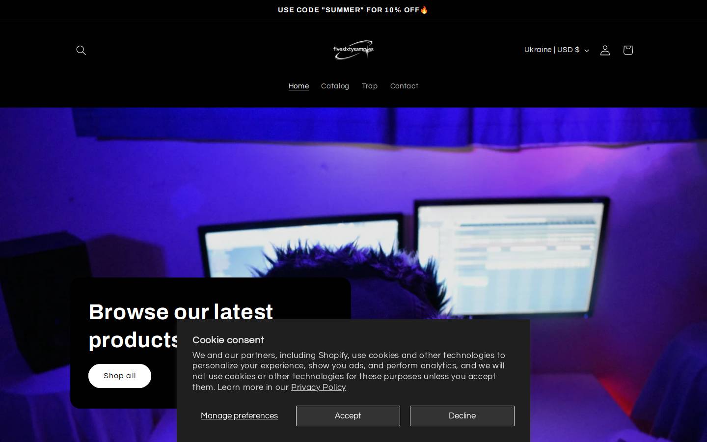 fivesixtysamples.shop homepage screenshot
