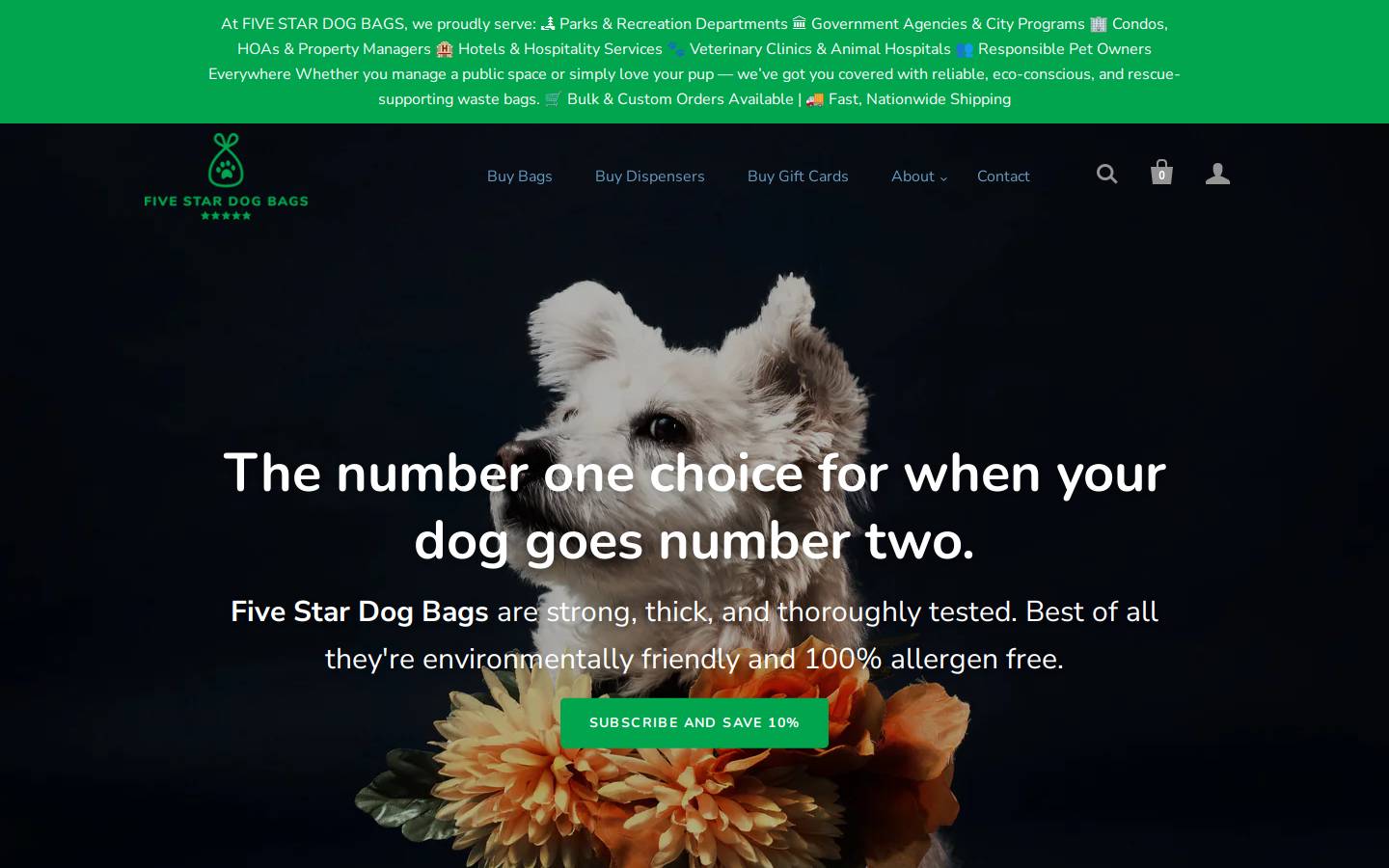 fivestardogbags.com homepage screenshot