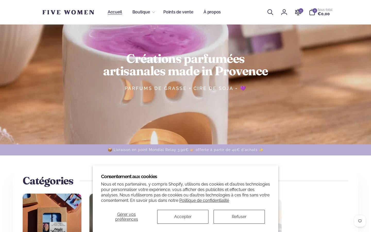 FIVE WOMEN homepage screenshot