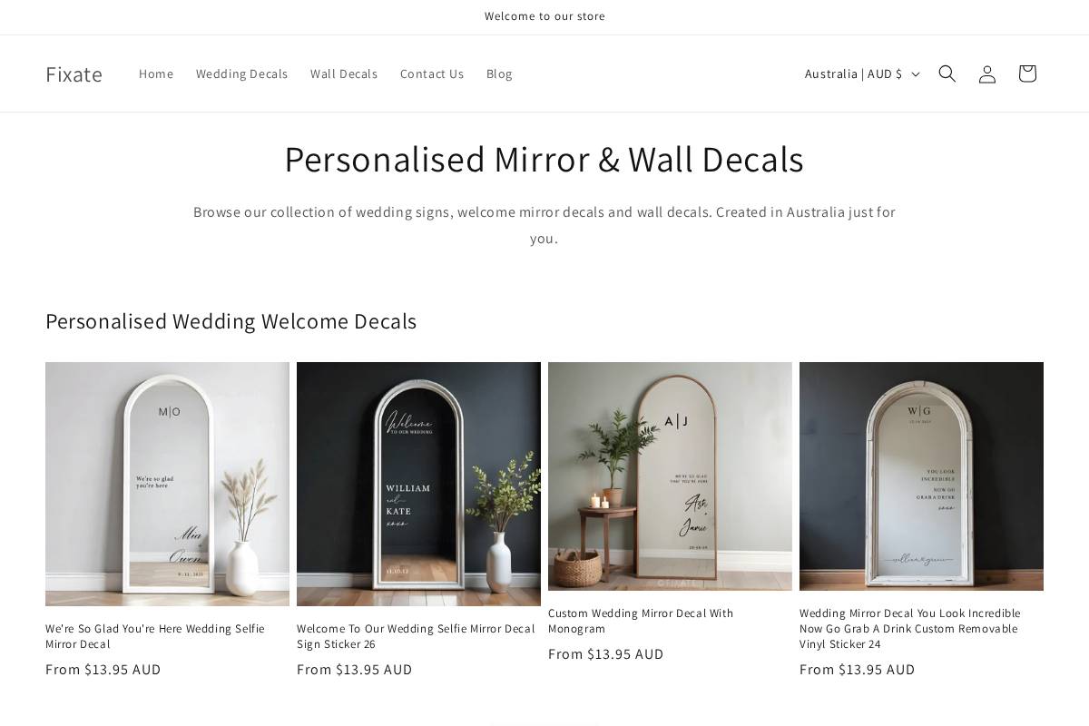 fixate.com.au homepage screenshot