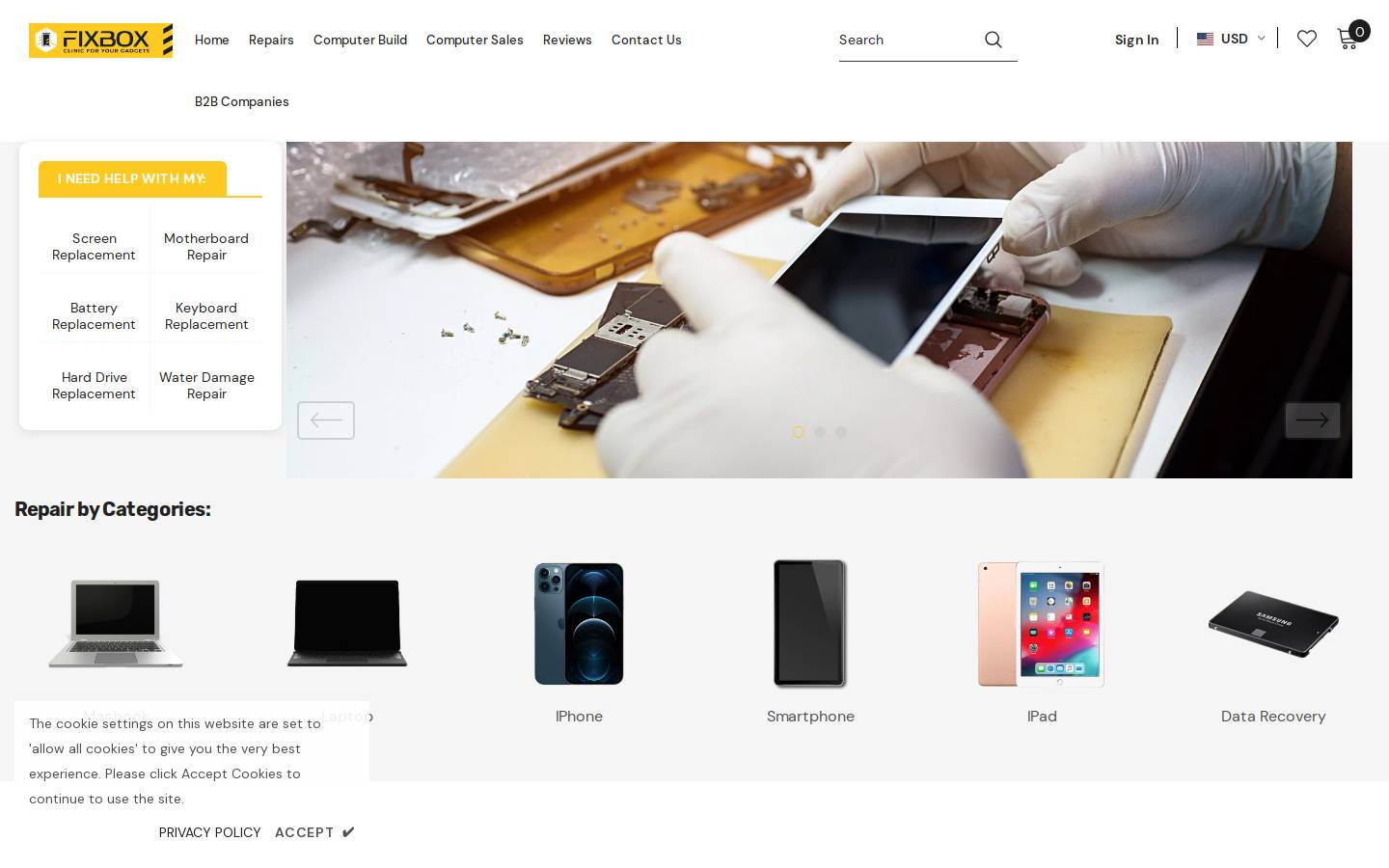 fixboxrepair.com homepage screenshot