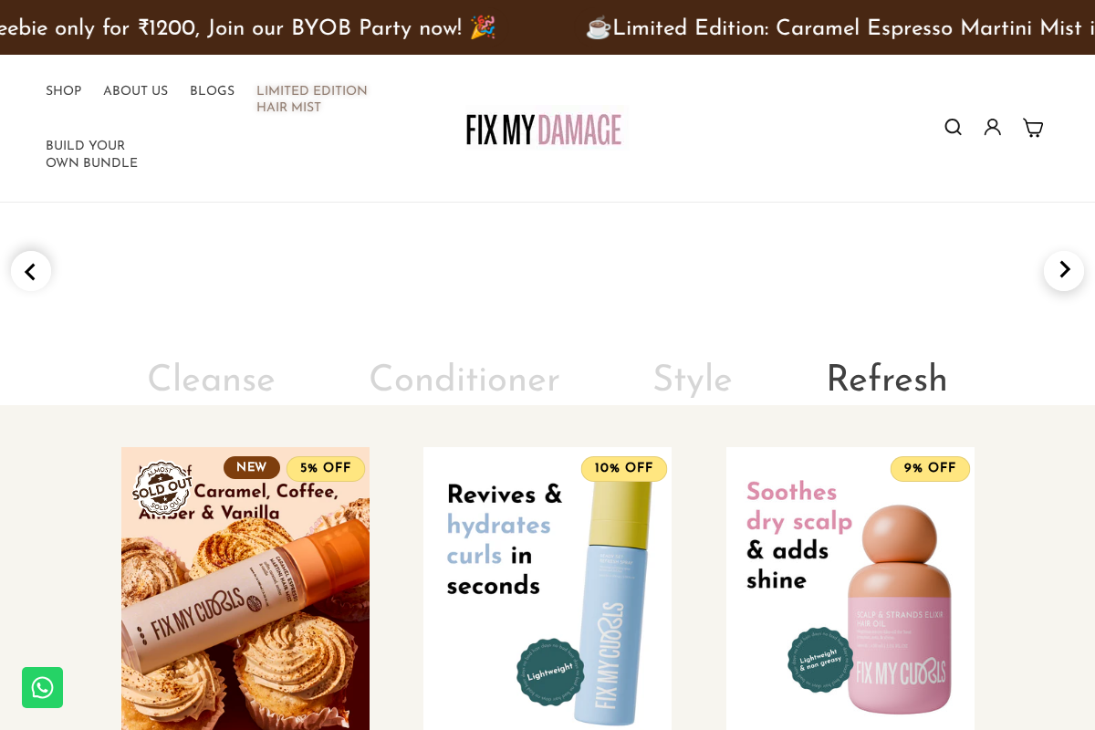 Fix My Curls homepage screenshot